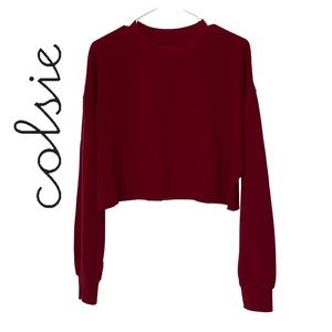 Closie Women's Fleece Lounge Cropped Red Sweatshirt Size XL